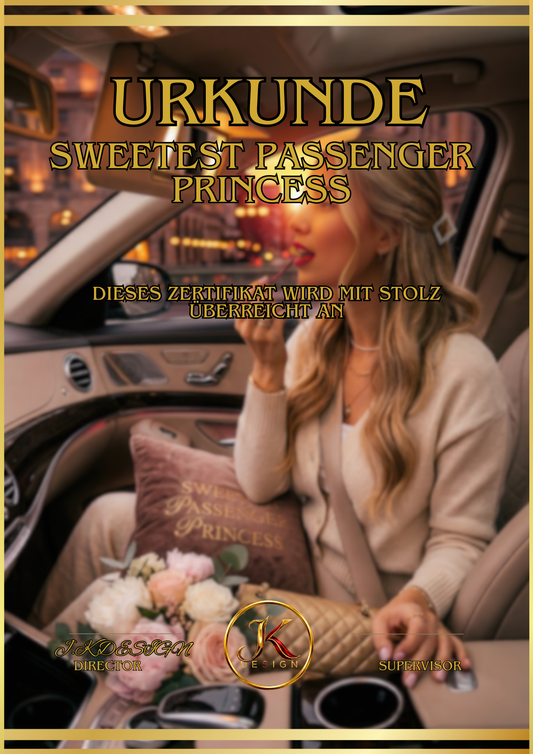 🏆 DIN A3 Premium-Urkunde im Acrylglasrahmen (SWEETEST PASSENGER PRINCESS)