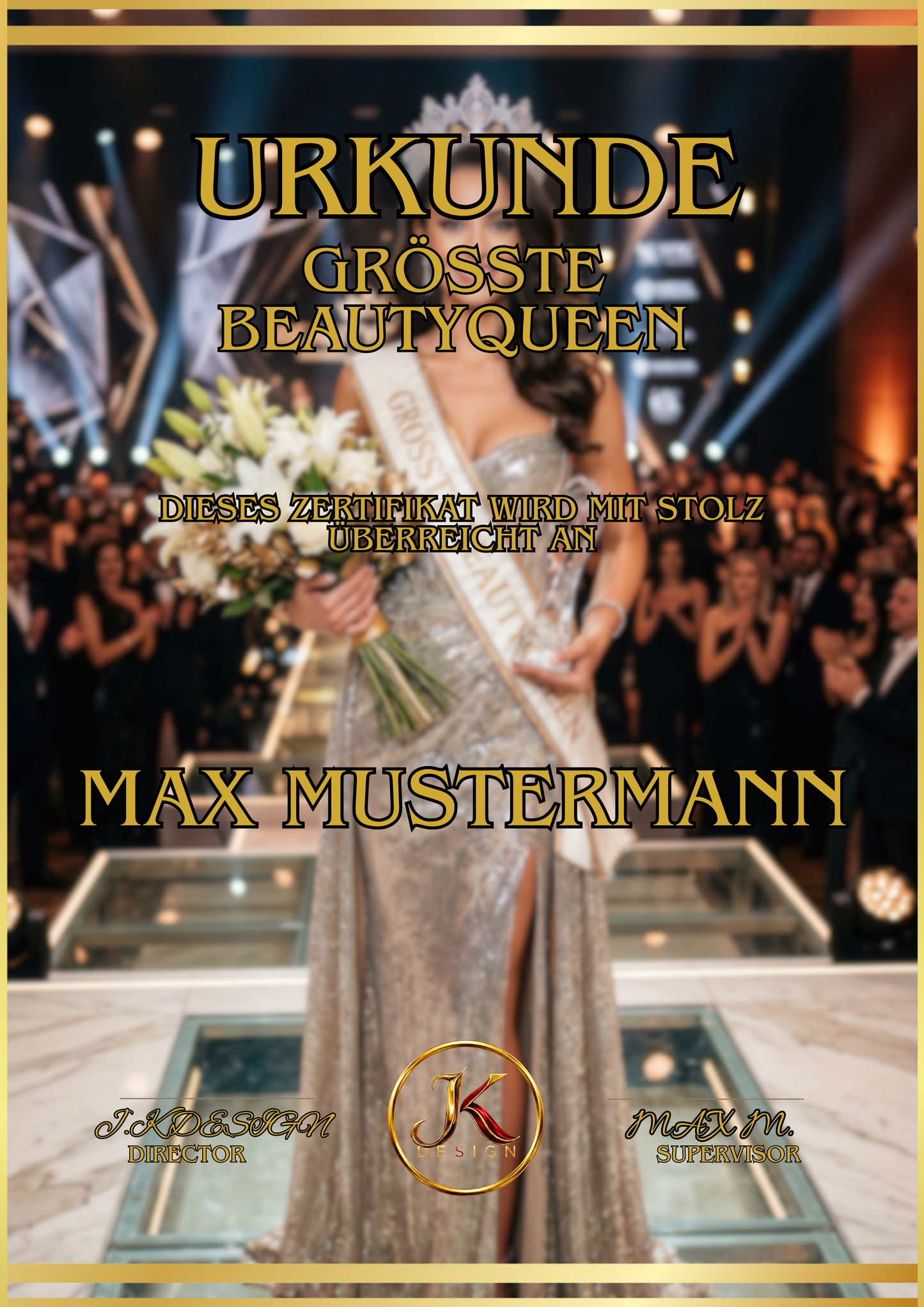🏆 DIN A3 Premium-Urkunde im Acrylglasrahmen (GRÖSSTE BEAUTYQUEEN)