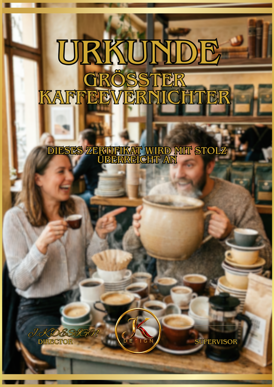 🏆 DIN A3 Premium-Urkunde im Acrylglasrahmen (GRÖSSTER KAFFEEVERNICHTER)
