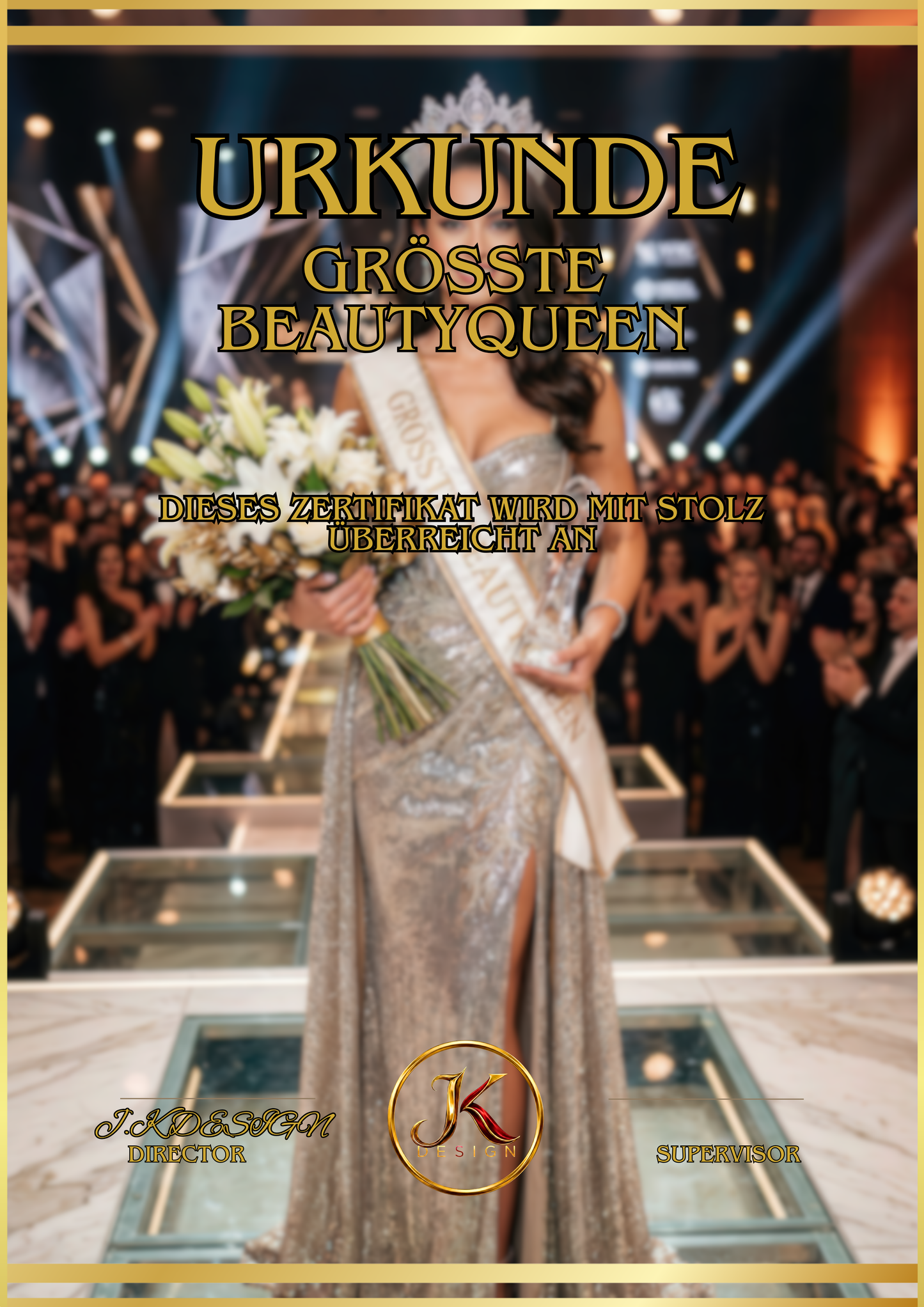 🏆 DIN A3 Premium-Urkunde im Acrylglasrahmen (GRÖSSTE BEAUTYQUEEN)