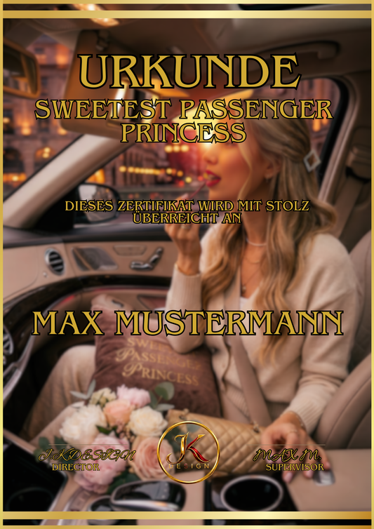🏆 DIN A3 Premium-Urkunde im Acrylglasrahmen (SWEETEST PASSENGER PRINCESS)