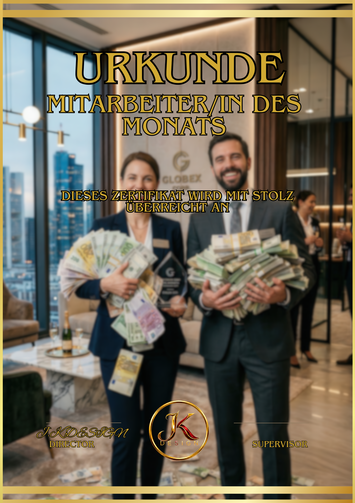 🏆 DIN A3 Premium-Urkunde im Acrylglasrahmen (MITARBEITER/IN DES MONATS)