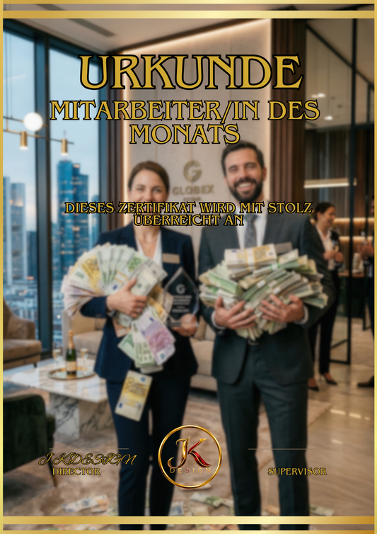 🏆 DIN A3 Premium-Urkunde im Acrylglasrahmen (MITARBEITER/IN DES MONATS)