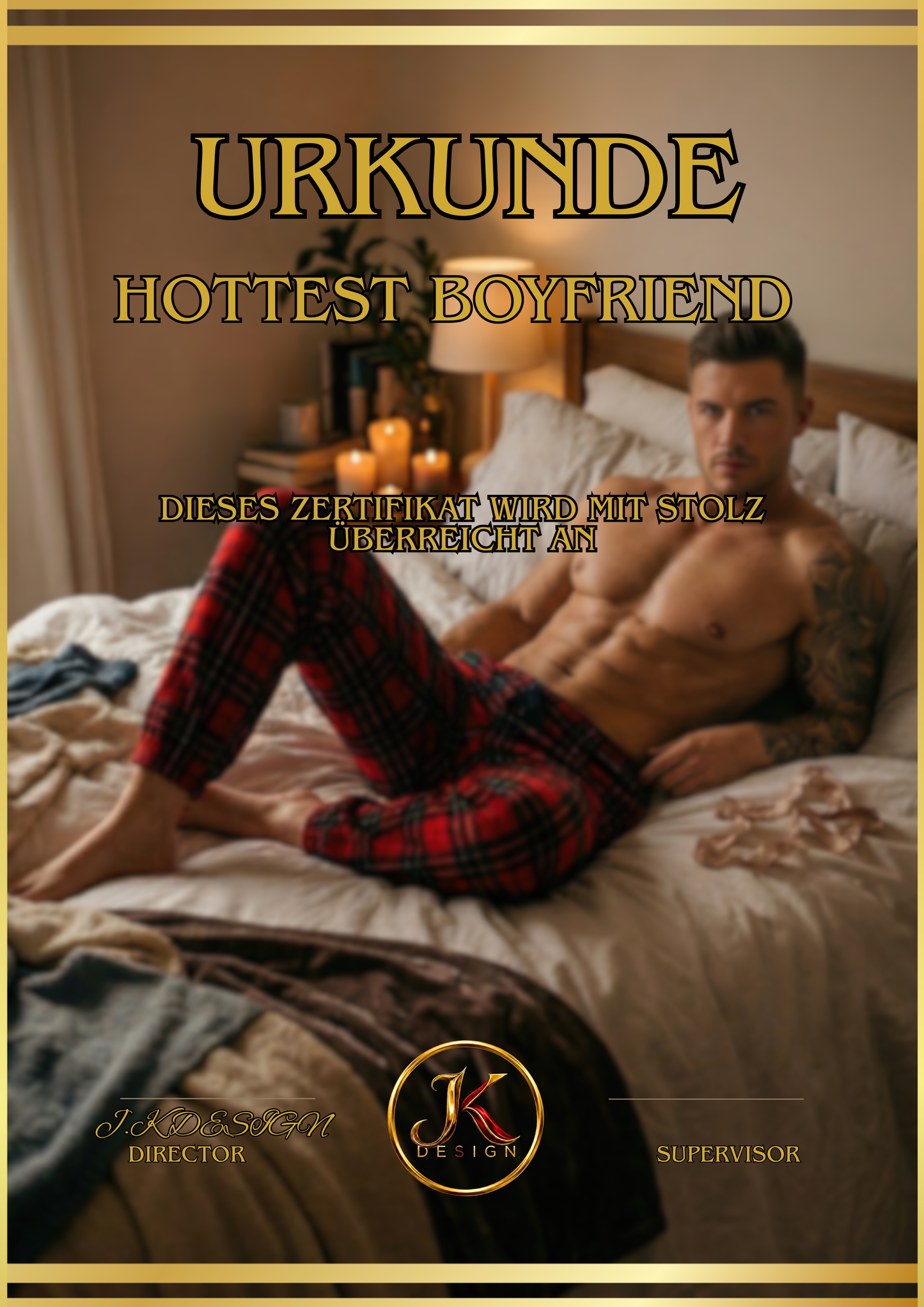 🏆 DIN A3 Premium-Urkunde im Acrylglasrahmen (HOTTEST BOYFRIEND)