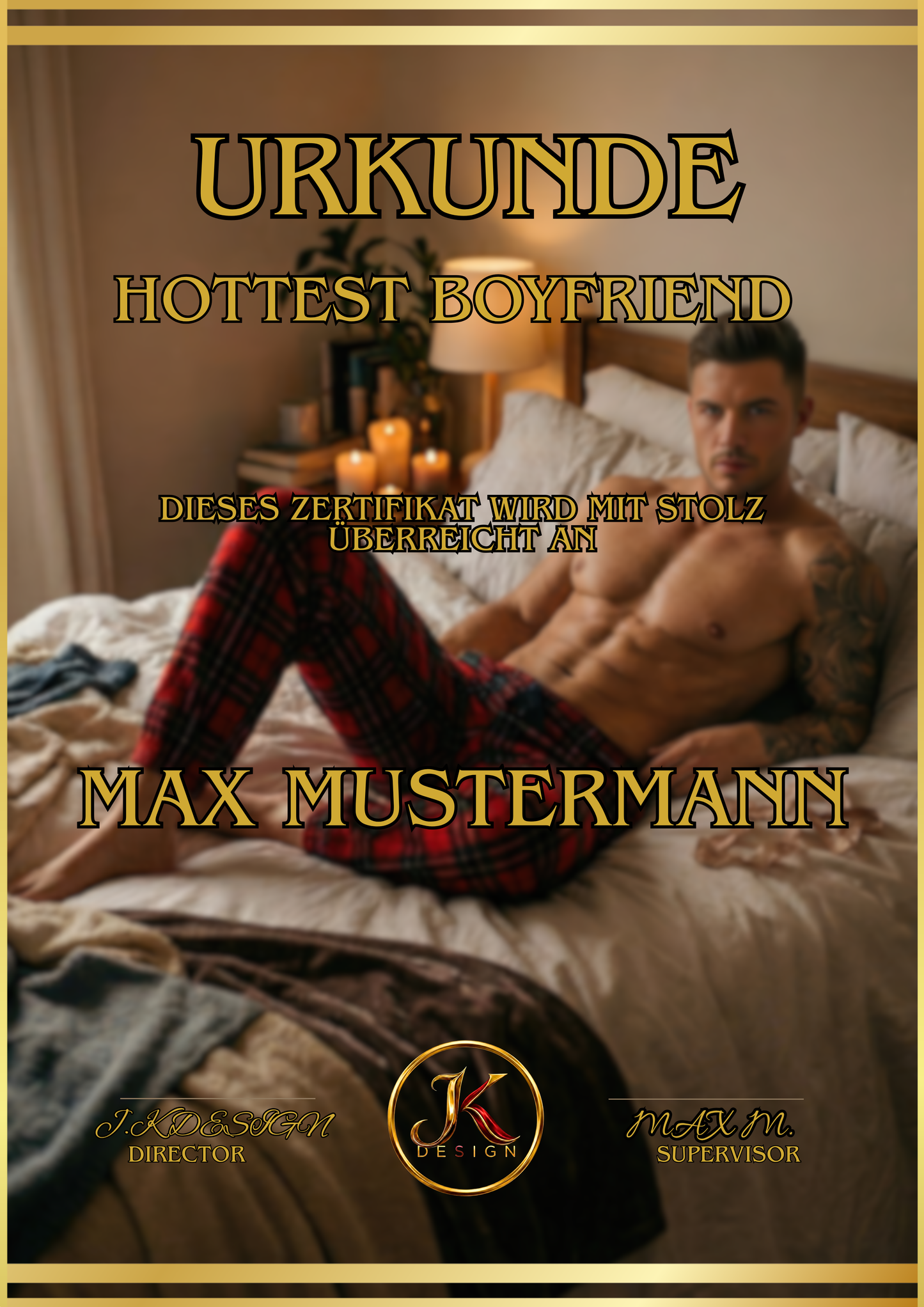 🏆 DIN A3 Premium-Urkunde im Acrylglasrahmen (HOTTEST BOYFRIEND)